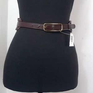 Gap XS Brown Leather Ruffle Edge Belt NWT